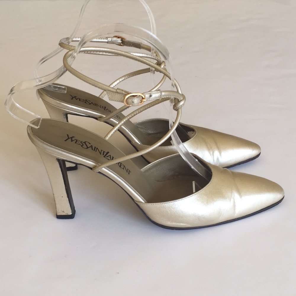 YSL Wrap-Around Leather Heels